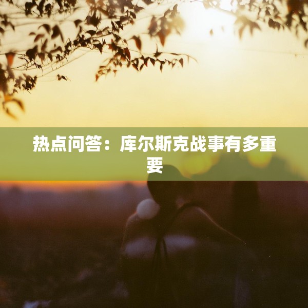热点问答：库尔斯克战事有多重要