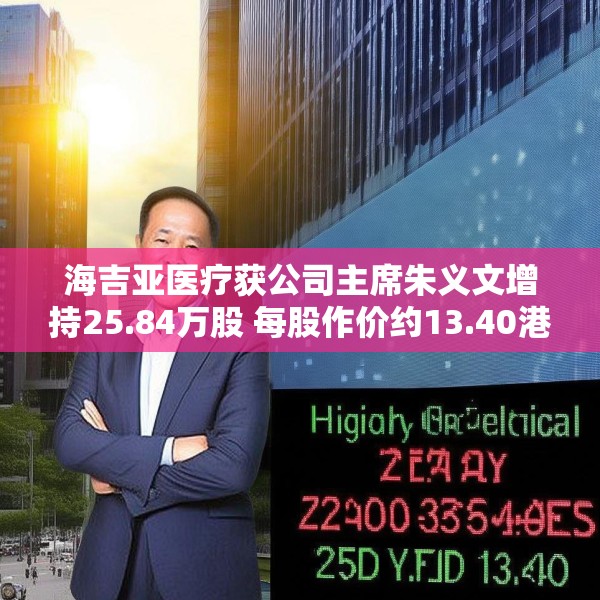 海吉亚医疗获公司主席朱义文增持25.84万股 每股作价约13.40港元