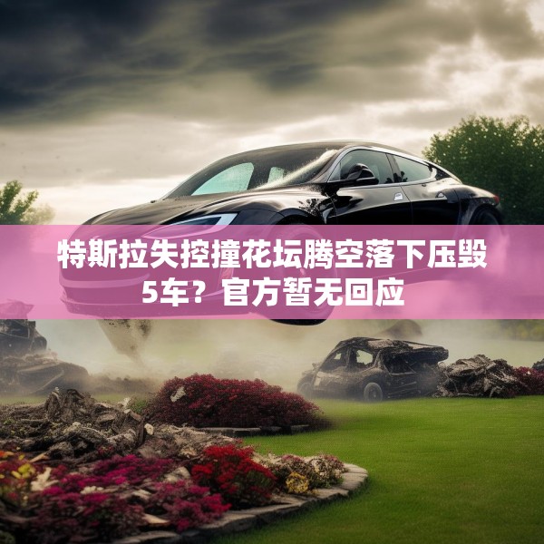 特斯拉失控撞花坛腾空落下压毁5车？官方暂无回应