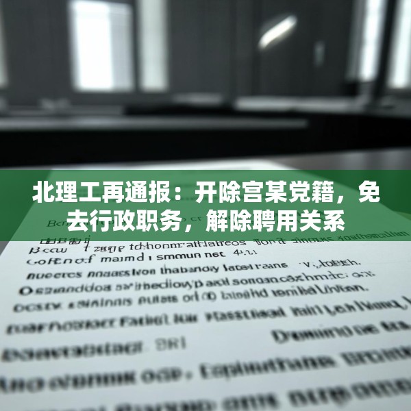 北理工再通报：开除宫某党籍，免去行政职务，解除聘用关系