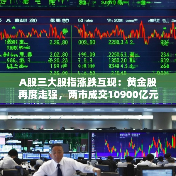 A股三大股指涨跌互现：黄金股再度走强，两市成交10900亿元