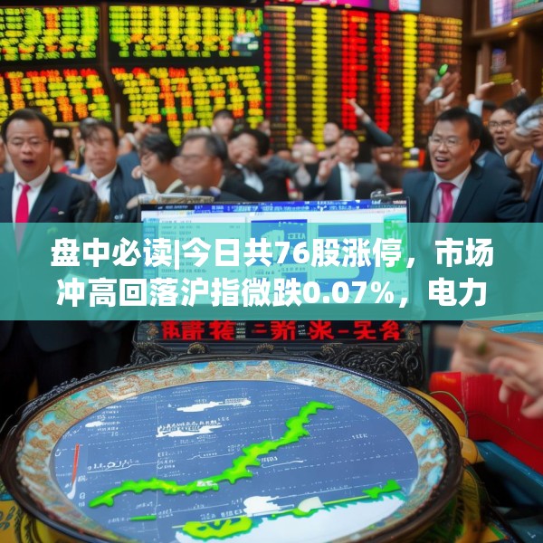 盘中必读|今日共76股涨停，市场冲高回落沪指微跌0.07%，电力股集体大涨
