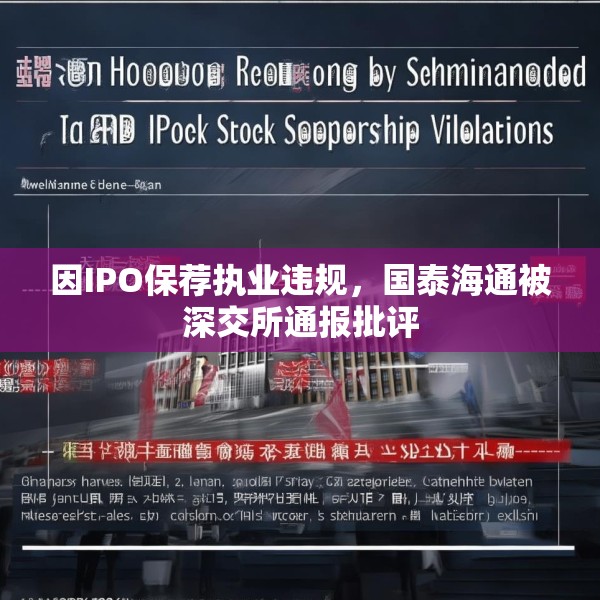 因IPO保荐执业违规，国泰海通被深交所通报批评