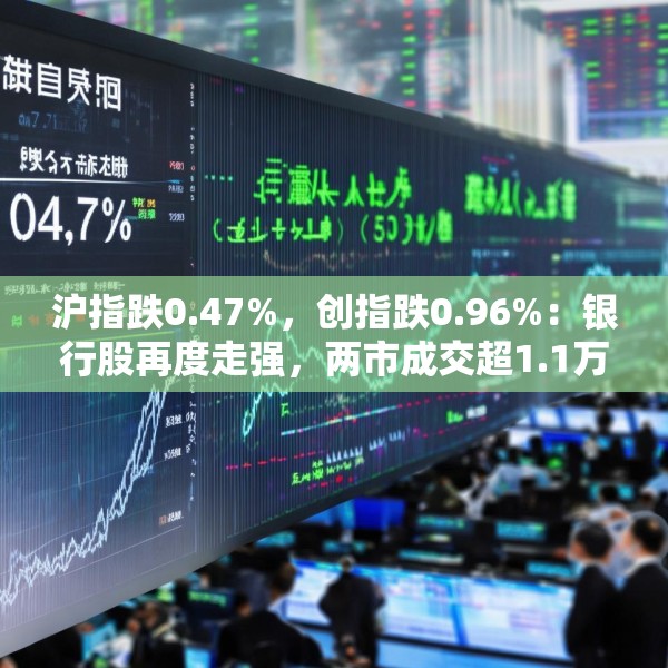 沪指跌0.47%，创指跌0.96%：银行股再度走强，两市成交超1.1万亿元