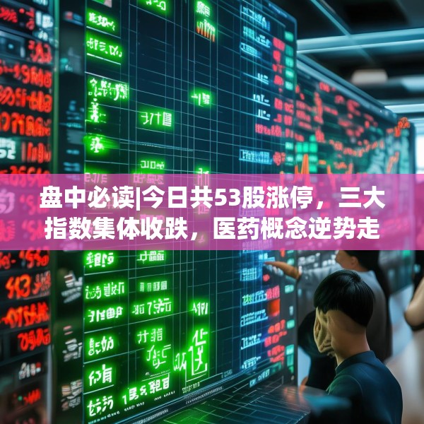 盘中必读|今日共53股涨停，三大指数集体收跌，医药概念逆势走高