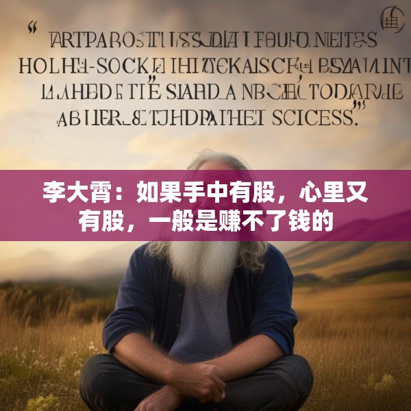 李大霄：如果手中有股，心里又有股，一般是赚不了钱的