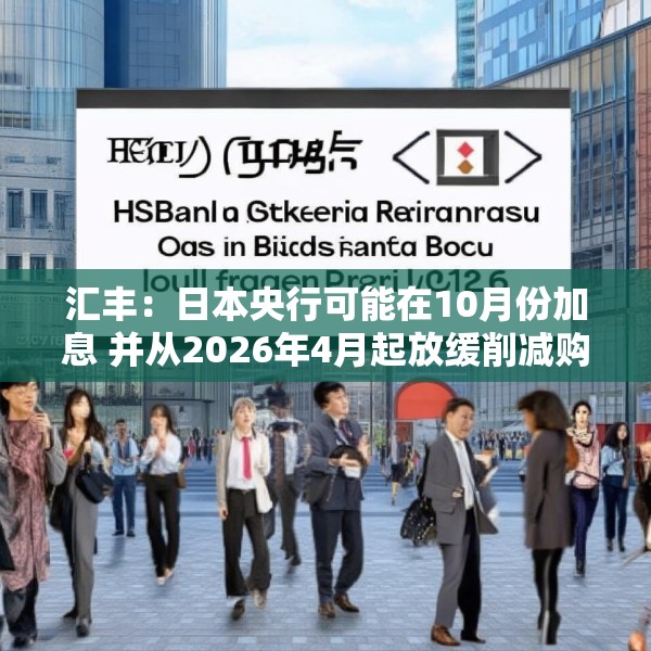 汇丰：日本央行可能在10月份加息 并从2026年4月起放缓削减购债步伐
